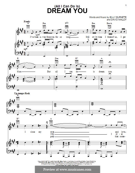 (All I Can Do Is) Dream You: Для голоса и фортепиано (или гитары) by Billy Burnette, David Malloy