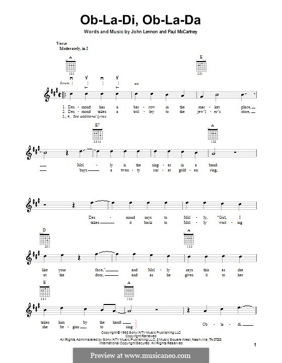 Instrumental version: For electric guitar by John Lennon, Paul McCartney