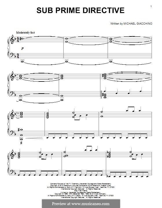 Sub Prime Directive: Для фортепиано by Alexander Courage, Michael Giacchino