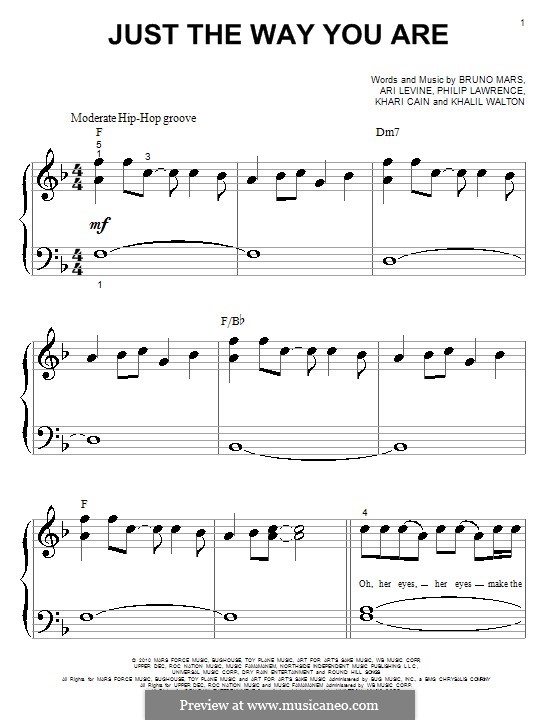 Piano version: Easy notes by Ari Levine, Khalil Walton, Khari Cain, Bruno Mars, Philip Lawrence