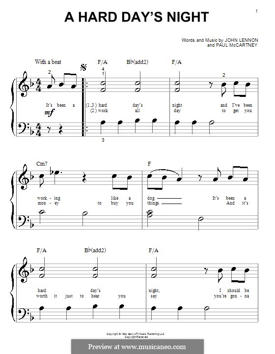 A Hard Day's Night (The Beatles): Для фортепиано by John Lennon, Paul McCartney