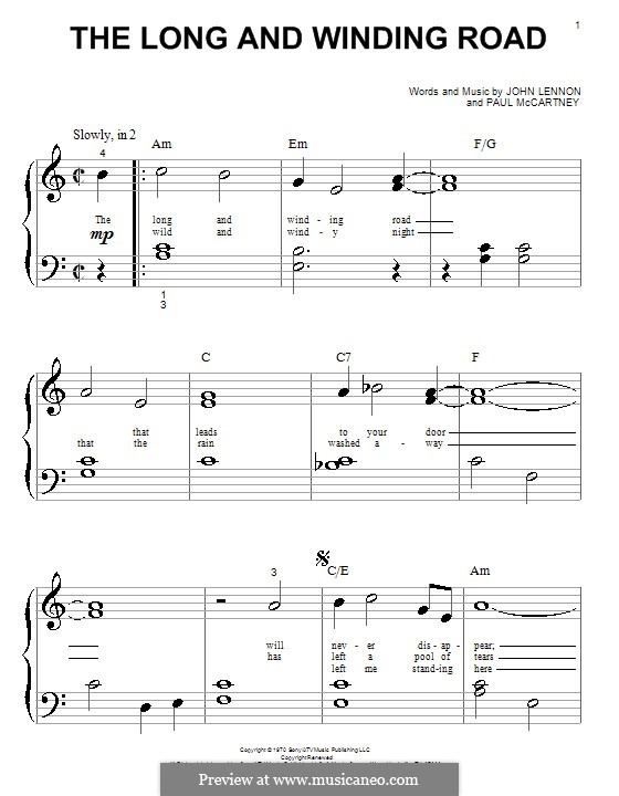The Long and Winding Road (The Beatles): Для фортепиано by John Lennon, Paul McCartney