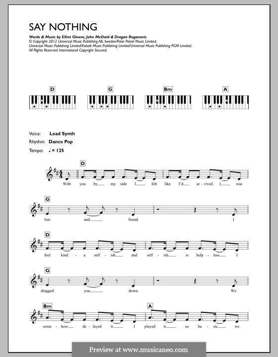 Say Nothing (Example): Для клавишного инструмента by Elliot Gleave, John McDaid, Dragan Roganovic