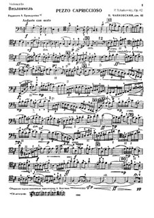 Пеццо каприччиозо для виолончели с оркестром, TH 62 Op.62: Сольная партия by Петр Чайковский