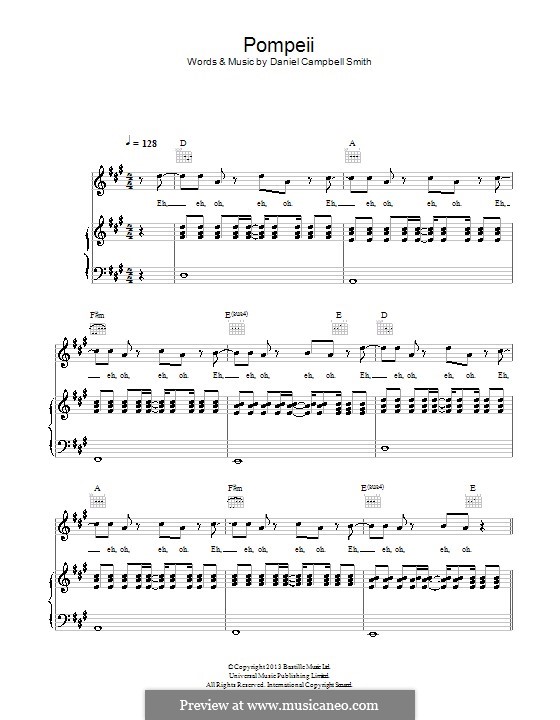 Pompeii (Bastille): Для голоса и фортепиано (или гитары) by Daniel Campbell Smith