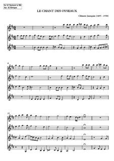 Le chant des oiseaux: For clarinet quartet by Clément Janequin