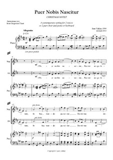Puer Nobis Nascitur: For 2 voices and keyboard by Joan Yakkey