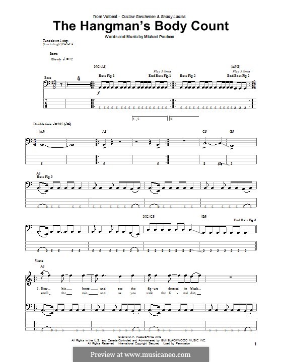 The Hangman's Body Count (Volbeat): Для бас-гитары с табулатурой by Michael Poulsen