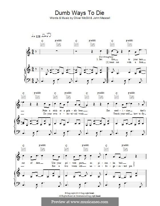 J. Mescall, O. McGill Dumb Ways to Die (Tangerine Kitty) ноты на MusicaNeo