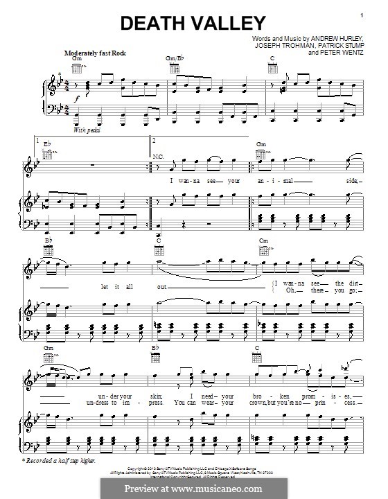 Death Valley (Fall Out Boy): Для голоса и фортепиано (или гитары) by Andrew Hurley, Joseph Trohman, Patrick Stump, Peter Wentz