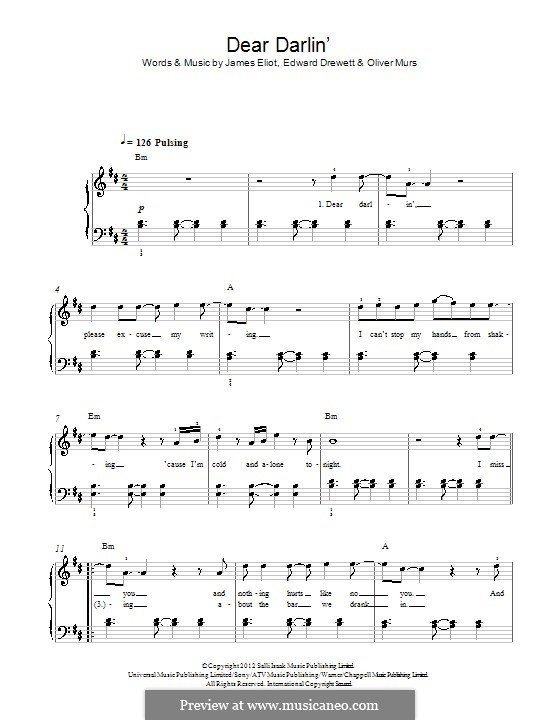 Dear Darlin': Для фортепиано by Ed Drewett, James Eliot, Olly Murs