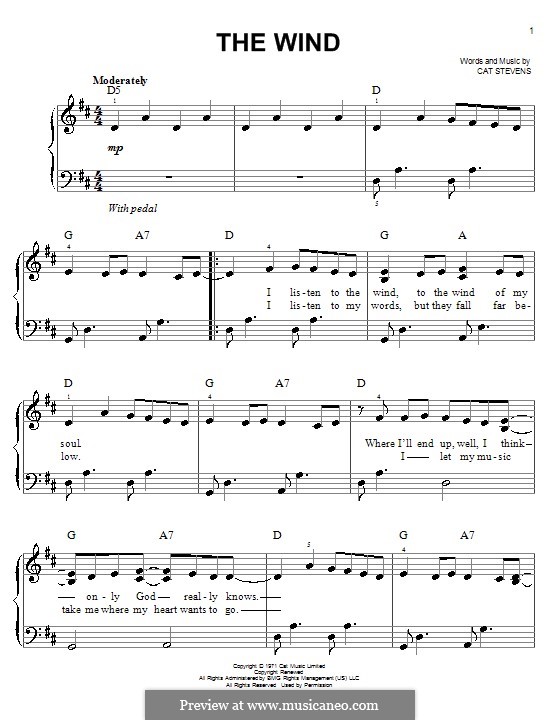 The Wind: Для фортепиано by Cat Stevens