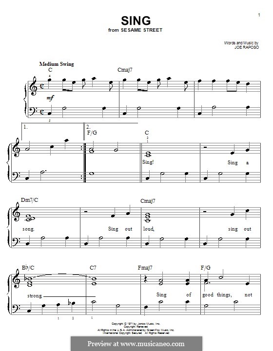 Sing (The Carpenters): Для фортепиано by Joe Raposo