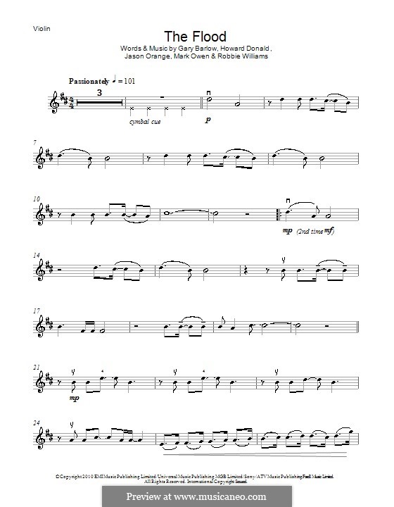 The Flood (Take That): Для скрипки by Gary Barlow, Howard Donald, Jason Orange, Mark Owen, Robbie Williams