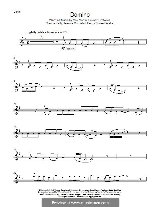 Domino (Jessie J): Для скрипки by Claude Kelly, Jessica Cornish, Lukas Gottwald, Max Martin, Henry Russell Walter