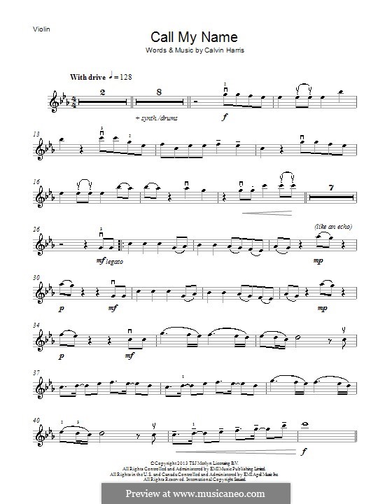 Call My Name: Для скрипки by Calvin Harris