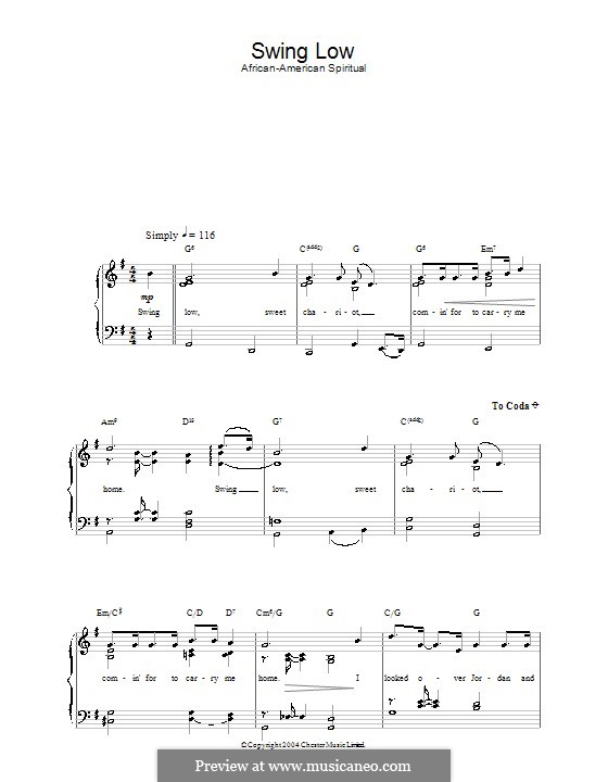 Swing Low, Sweet Chariot: Для голоса и фортепиано by folklore