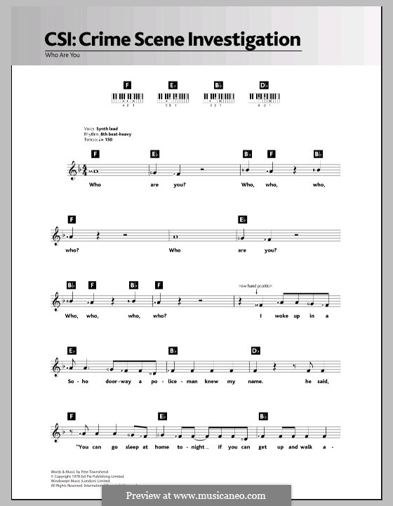Who Are You? (The Who): Для клавишного инструмента by Peter Townshend