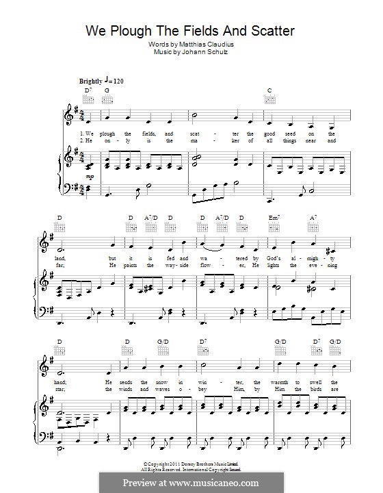 We Plow the Fields and Scatter: Для голоса и фортепиано (или гитары) by Иоганн Авраам Шульц