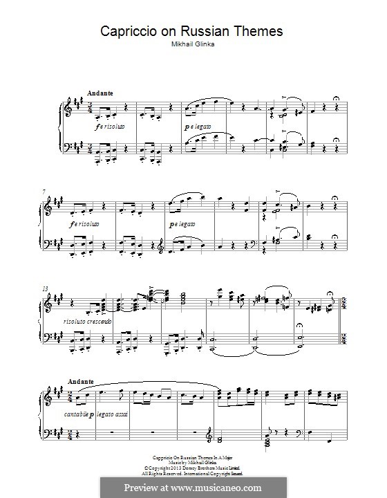 Каприччио на русские темы: Для фортепиано by Михаил Глинка