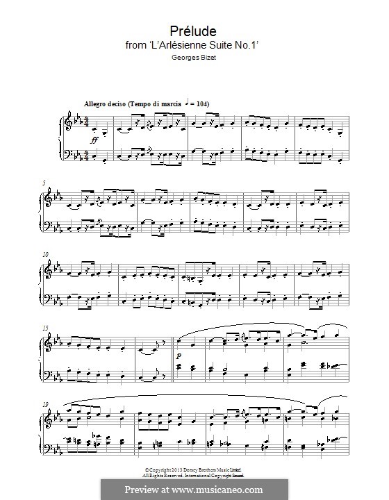 Сюита I: Прелюдия, для фортепиано by Жорж Бизе