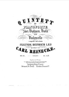 Фортепианный квинтет ля мажор, Op.83: Партитура by Карл Райнеке