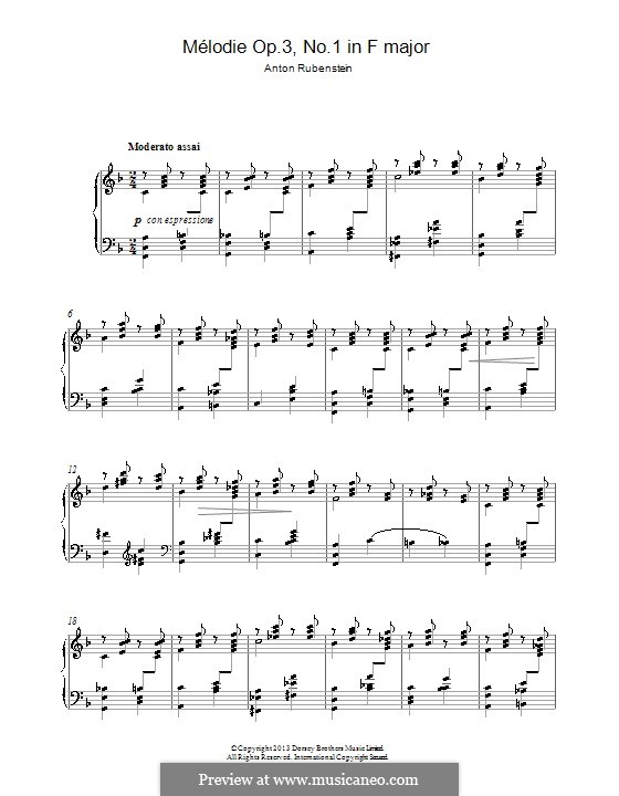Две мелодии, Op.3: Мелодия No.1 фа мажор by Антон Рубинштейн