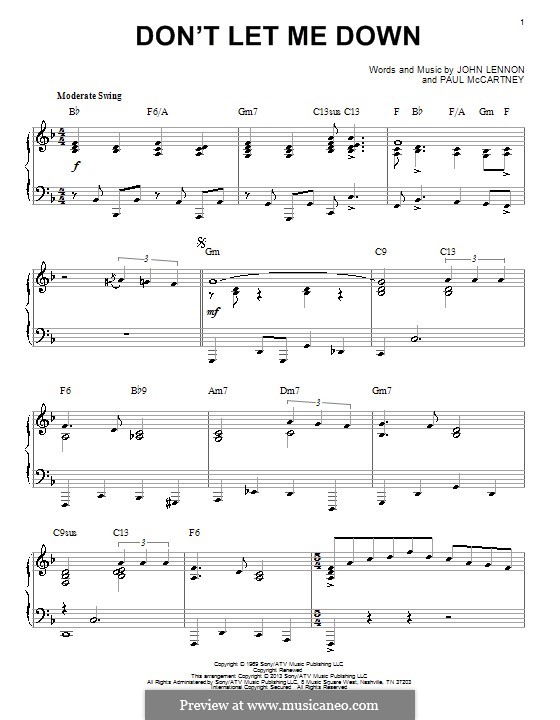 Don't Let Me Down (The Beatles): Для фортепиано by John Lennon, Paul McCartney