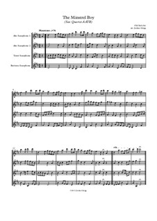 The Minstrel Boy (The Moreen): For sax quartet AATB by folklore