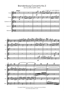 Бранденбургский концерт No.5 ре мажор, BWV 1050: Movement III, for wind quintet by Иоганн Себастьян Бах