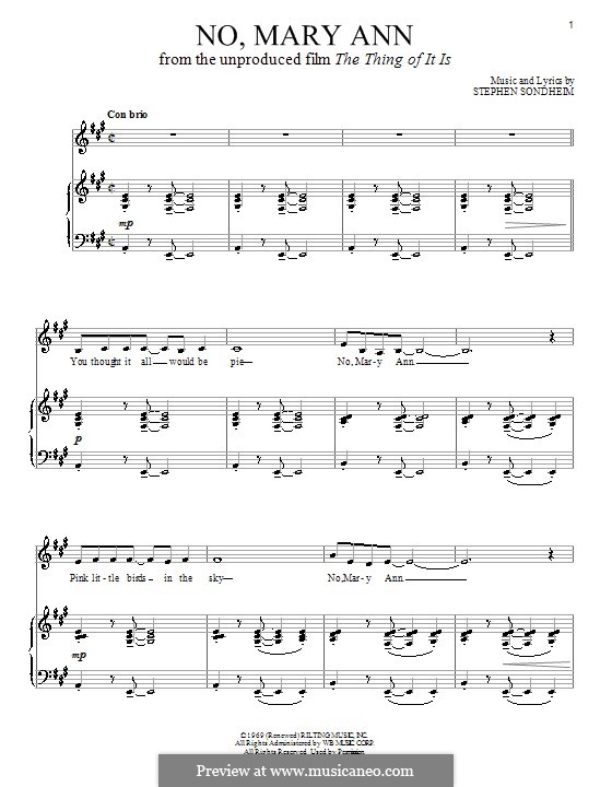 No, Mary Ann: Для голоса и фортепиано by Stephen Sondheim