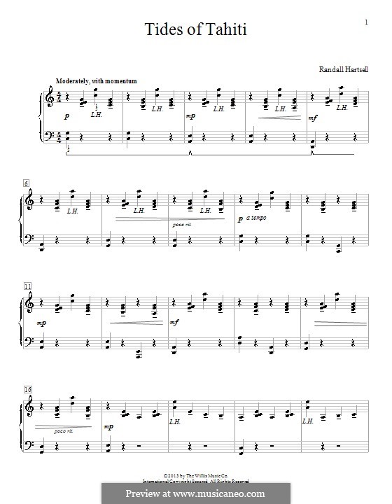 Tides of Tahiti: Для фортепиано by Randall Hartsell