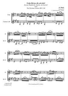 No.15 Frohe Hirten, eilt, ach eilet: For flute and clarinet by Иоганн Себастьян Бах