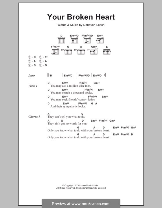 Your Broken Heart: Текст и аккорды by Donovan Leitch