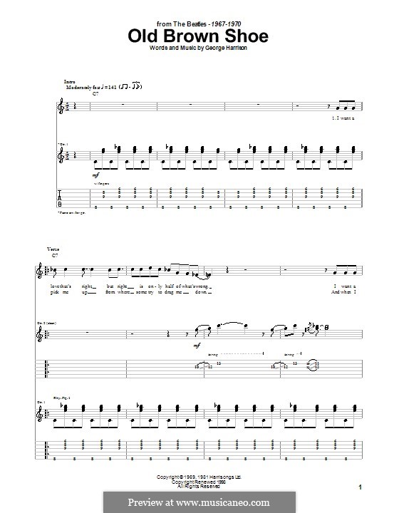 Old Brown Shoe (The Beatles): Для гитары с табулатурой by George Harrison