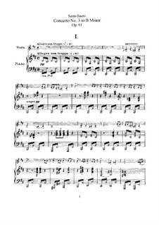 Концерт для скрипки с оркестром No.3 си минор, Op.61: Версия для скрипки и фортепиано by Камиль Сен-Санс