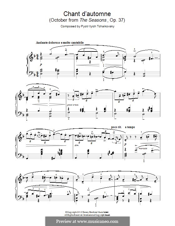 No.10 Октябрь (Осенняя песня): Для фортепиано by Петр Чайковский
