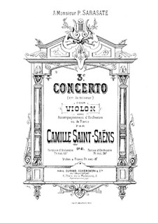 Концерт для скрипки с оркестром No.3 си минор, Op.61: Партитура by Камиль Сен-Санс
