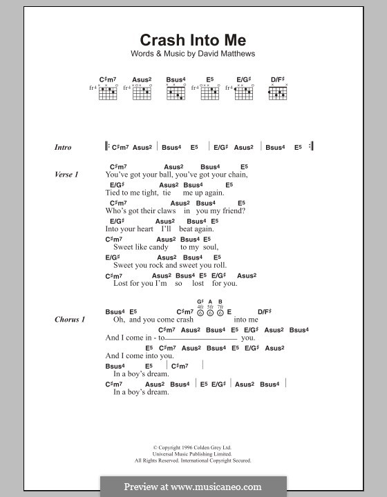 Crash Into Me (Dave Matthews Band): Текст и аккорды by David J. Matthews