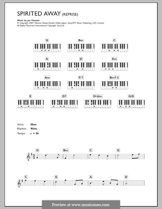 Reprise ... (from Spirited Away): Для клавишного инструмента by Joe Hisaishi