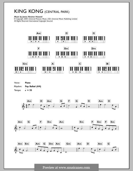 A Fateful Meeting/Central Park (from King Kong): Для клавишного инструмента by James Newton Howard