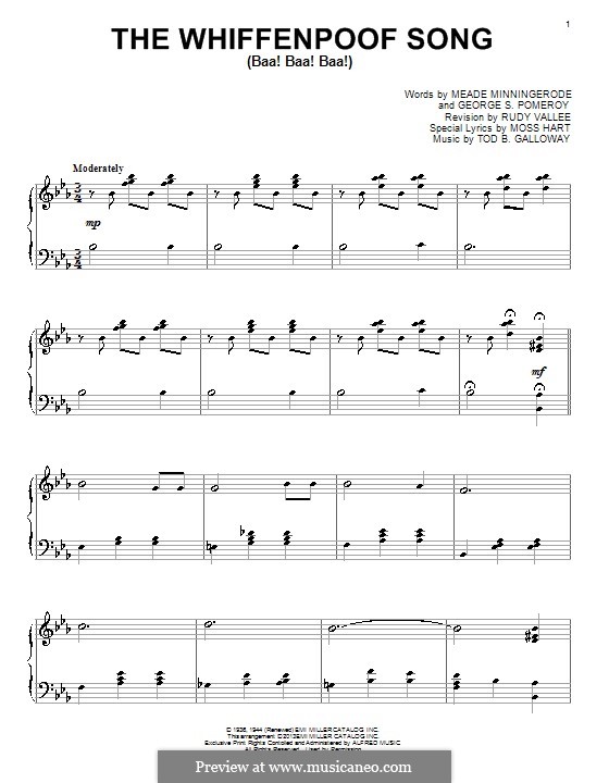 The Whiffenpoof Song (Baa! Baa! Baa!): Для фортепиано by Tod Buchanan Galloway