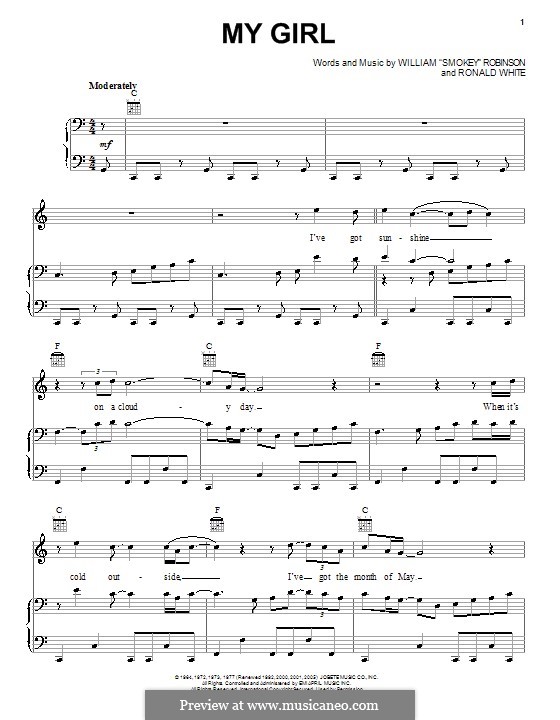 My Girl (The Temptations): Для голоса и фортепиано (или гитары) by Ronald White, Smokey Robinson