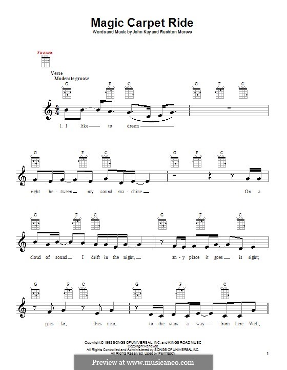 Magic Carpet Ride (Steppenwolf): Для укулеле by John Kay, Rushton Moreve