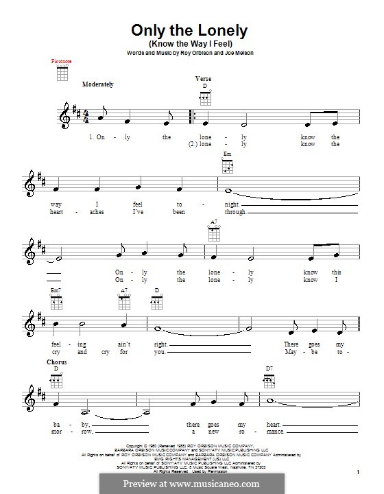Only the Lonely (Know the Way I Feel): Для укулеле by Joe Melson