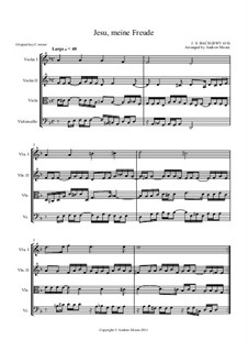 Jesu, meine Freude, BWV 610: For string quartet by Иоганн Себастьян Бах