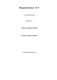 Танец No.5 фа-диез минор: Для скрипки и гитары by Иоганнес Брамс