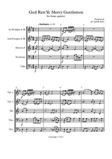 God, Rest Ye Merry Gentlemen: Для квинтета медных духовых by Unknown (works before 1850)