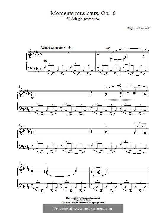 Шесть музыкальных моментов, Op.16: No.5 Adagio sostenuto by Сергей Рахманинов