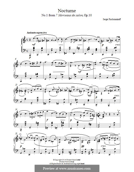 Семь салонных пьес, Op.10: No.1 Nocturne by Сергей Рахманинов
